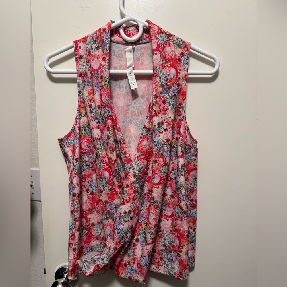 Lululemon Athletica Pink Floral Wrap Tank